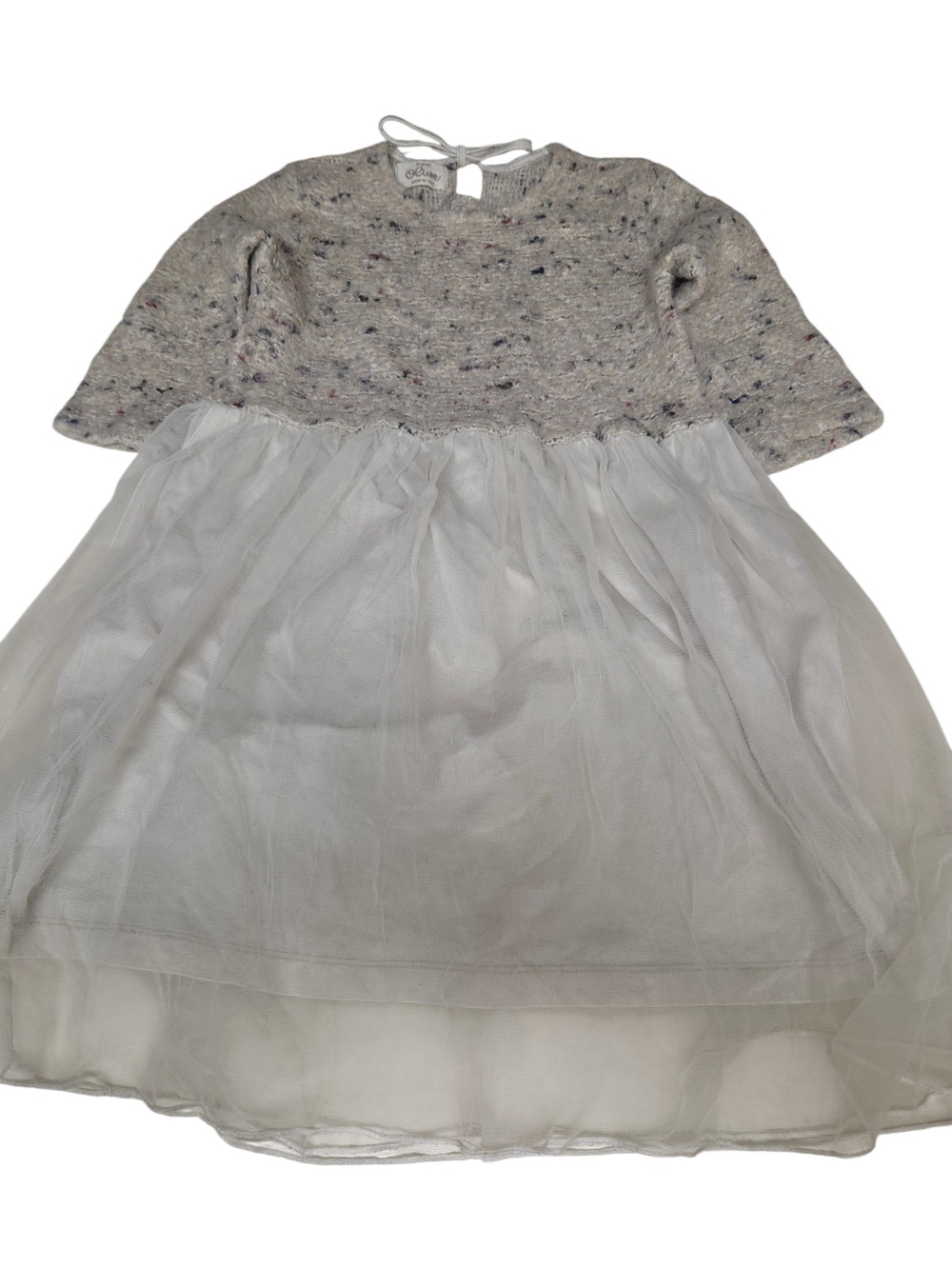Girls Knit Bodice White Tulle Party Dress